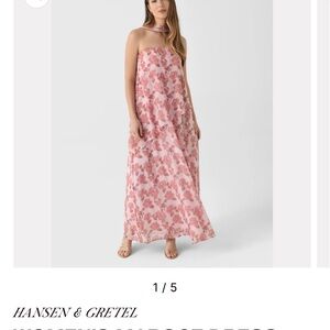 Hansen & Gretel Pink Floral Maxi Dress with Neck Scarf